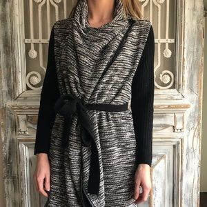 Bebe black sweater cardigan with tie